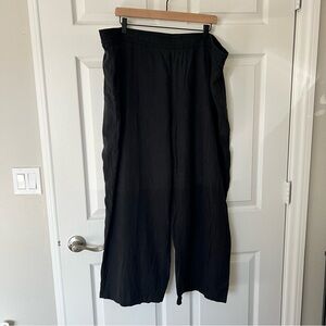 Women's Black Wide-Leg Linen Pants